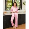 Ekouaer Womens Satin Silky Pajama Set 2 Piece Print PJs Soft Loungewear Button Down Sleepwear with Elastic Waist Long Pants(Pink)