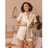 Ekouaer Womens Silk Pajama Sets Button Up Satin Pjs Short Sleeve 2 Piece Pj Sets Cute Lounge Sets with Chest Pocket(A Champagne)