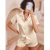 Ekouaer Womens Silk Pajama Sets Button Up Satin Pjs Short Sleeve 2 Piece Pj Sets Cute Lounge Sets with Chest Pocket(A Champagne)