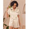 Ekouaer Womens Silk Pajama Sets Button Up Satin Pjs Short Sleeve 2 Piece Pj Sets Cute Lounge Sets with Chest Pocket(A Champagne)