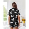 Ekouaer Womens Silk Pajama Sets Button Up Satin Pjs Short Sleeve 2 Piece Pj Sets Cute Lounge Sets with Chest Pocket(Black Leopard)