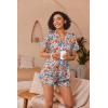 Ekouaer Womens Silk Pajama Sets Button Up Satin Pjs Short Sleeve 2 Piece Pj Sets Cute Lounge Sets with Chest Pocket(Bloom Little Flower)