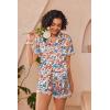 Ekouaer Womens Silk Pajama Sets Button Up Satin Pjs Short Sleeve 2 Piece Pj Sets Cute Lounge Sets with Chest Pocket(Bloom Little Flower)