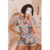 Ekouaer Womens Silk Pajama Sets Button Up Satin Pjs Short Sleeve 2 Piece Pj Sets Cute Lounge Sets with Chest Pocket(Bloom Little Flower)