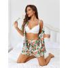 Ekouaer Womens Silk Pajama Sets Button Up Satin Pjs Short Sleeve 2 Piece Pj Sets Cute Lounge Sets with Chest Pocket(Chrysanthemum)