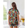 Ekouaer Womens Silk Pajama Sets Button Up Satin Pjs Short Sleeve 2 Piece Pj Sets Cute Lounge Sets with Chest Pocket(Flowers)