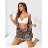 Ekouaer Womens Silk Pajama Sets Button Up Satin Pjs Short Sleeve 2 Piece Pj Sets Cute Lounge Sets with Chest Pocket(Leopard Print Black)