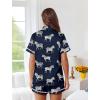 Ekouaer Womens Silk Pajama Sets Button Up Satin Pjs Short Sleeve 2 Piece Pj Sets Cute Lounge Sets with Chest Pocket(Navy Blue Zebra)