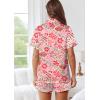 Ekouaer Womens Silk Pajama Sets Button Up Satin Pjs Short Sleeve 2 Piece Pj Sets Cute Lounge Sets with Chest Pocket(Pink Alphabet)