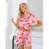 Ekouaer Womens Silk Pajama Sets Button Up Satin Pjs Short Sleeve 2 Piece Pj Sets Cute Lounge Sets with Chest Pocket(Pink Bow)