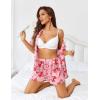 Ekouaer Womens Silk Pajama Sets Button Up Satin Pjs Short Sleeve 2 Piece Pj Sets Cute Lounge Sets with Chest Pocket(Pink Bow)