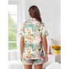 Ekouaer Womens Silk Pajama Sets Button Up Satin Pjs Short Sleeve 2 Piece Pj Sets Cute Lounge Sets with Chest Pocket(Pink Forest)