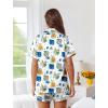 Ekouaer Womens Silk Pajama Sets Button Up Satin Pjs Short Sleeve 2 Piece Pj Sets Cute Lounge Sets with Chest Pocket(Queen Picasso)