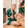 Ekouaer Womens Silk Pajama Sets Button Up Satin Pjs Short Sleeve 2 Piece Pj Sets Cute Lounge Sets with Chest Pocket(Teddy Green)