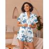 Ekouaer Womens Silk Pajama Sets Button Up Satin Pjs Short Sleeve 2 Piece Pj Sets Cute Lounge Sets with Chest Pocket(White Sea Turtles)