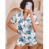 Ekouaer Womens Silk Pajama Sets Button Up Satin Pjs Short Sleeve 2 Piece Pj Sets Cute Lounge Sets with Chest Pocket(White Sea Turtles)