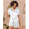 Ekouaer Womens Silk Pajama Sets Button Up Satin Pjs Short Sleeve 2 Piece Pj Sets Cute Lounge Sets with Chest Pocket(White Shells)