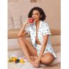 Ekouaer Womens Silk Pajama Sets Button Up Satin Pjs Short Sleeve 2 Piece Pj Sets Cute Lounge Sets with Chest Pocket(White Shells)