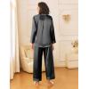 Ekouaer Womens Silk Satin Pajama Sets 2 Piece Sleepwear Pjs Set Long Sleeve Button Down Top and Pants Stripe Loungewear S-XXL(Black)