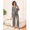 Ekouaer Womens Silk Satin Pajama Sets 2 Piece Sleepwear Pjs Set Long Sleeve Button Down Top and Pants Stripe Loungewear S-XXL(Black Champagne Stripe)