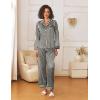 Ekouaer Womens Silk Satin Pajama Sets 2 Piece Sleepwear Pjs Set Long Sleeve Button Down Top and Pants Stripe Loungewear S-XXL(Black Champagne Stripe)