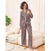 Ekouaer Womens Silk Satin Pajama Sets 2 Piece Sleepwear Pjs Set Long Sleeve Button Down Top and Pants Stripe Loungewear S-XXL(Black Pink Stripe)