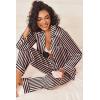 Ekouaer Womens Silk Satin Pajama Sets 2 Piece Sleepwear Pjs Set Long Sleeve Button Down Top and Pants Stripe Loungewear S-XXL(Black Pink Stripe)