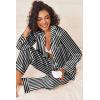 Ekouaer Womens Silk Satin Pajama Sets 2 Piece Sleepwear Pjs Set Long Sleeve Button Down Top and Pants Stripe Loungewear S-XXL(Black White Stripe)