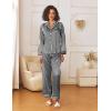Ekouaer Womens Silk Satin Pajama Sets 2 Piece Sleepwear Pjs Set Long Sleeve Button Down Top and Pants Stripe Loungewear S-XXL(Black White Stripe)