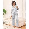 Ekouaer Womens Silk Satin Pajama Sets 2 Piece Sleepwear Pjs Set Long Sleeve Button Down Top and Pants Stripe Loungewear S-XXL(Blue Striped Teddy)