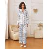 Ekouaer Womens Silk Satin Pajama Sets 2 Piece Sleepwear Pjs Set Long Sleeve Button Down Top and Pants Stripe Loungewear S-XXL(Blue Striped Teddy)