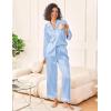 Ekouaer Womens Silk Satin Pajama Sets 2 Piece Sleepwear Pjs Set Long Sleeve Button Down Top and Pants Stripe Loungewear S-XXL(Blue White Stripe)