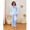 Ekouaer Womens Silk Satin Pajama Sets 2 Piece Sleepwear Pjs Set Long Sleeve Button Down Top and Pants Stripe Loungewear S-XXL(Blue White Stripe)