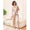 Ekouaer Womens Silk Satin Pajama Sets 2 Piece Sleepwear Pjs Set Long Sleeve Button Down Top and Pants Stripe Loungewear S-XXL(Champagne)