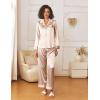 Ekouaer Womens Silk Satin Pajama Sets 2 Piece Sleepwear Pjs Set Long Sleeve Button Down Top and Pants Stripe Loungewear S-XXL(Champagne)