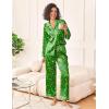 Ekouaer Womens Silk Satin Pajama Sets 2 Piece Sleepwear Pjs Set Long Sleeve Button Down Top and Pants Stripe Loungewear S-XXL(Christmas Green)