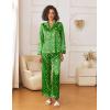 Ekouaer Womens Silk Satin Pajama Sets 2 Piece Sleepwear Pjs Set Long Sleeve Button Down Top and Pants Stripe Loungewear S-XXL(Christmas Green)