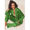 Ekouaer Womens Silk Satin Pajama Sets 2 Piece Sleepwear Pjs Set Long Sleeve Button Down Top and Pants Stripe Loungewear S-XXL(Christmas Green)