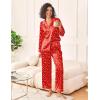 Ekouaer Womens Silk Satin Pajama Sets 2 Piece Sleepwear Pjs Set Long Sleeve Button Down Top and Pants Stripe Loungewear S-XXL(Christmas Red)