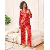 Ekouaer Womens Silk Satin Pajama Sets 2 Piece Sleepwear Pjs Set Long Sleeve Button Down Top and Pants Stripe Loungewear S-XXL(Christmas Teddy)