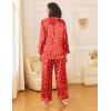 Ekouaer Womens Silk Satin Pajama Sets 2 Piece Sleepwear Pjs Set Long Sleeve Button Down Top and Pants Stripe Loungewear S-XXL(Christmas Teddy)