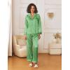 Ekouaer Womens Silk Satin Pajama Sets 2 Piece Sleepwear Pjs Set Long Sleeve Button Down Top and Pants Stripe Loungewear S-XXL(Green White Stripe)