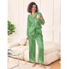 Ekouaer Womens Silk Satin Pajama Sets 2 Piece Sleepwear Pjs Set Long Sleeve Button Down Top and Pants Stripe Loungewear S-XXL(Green White Stripe)