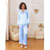 Ekouaer Womens Silk Satin Pajama Sets 2 Piece Sleepwear Pjs Set Long Sleeve Button Down Top and Pants Stripe Loungewear S-XXL(Light Blue)