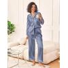 Ekouaer Womens Silk Satin Pajama Sets 2 Piece Sleepwear Pjs Set Long Sleeve Button Down Top and Pants Stripe Loungewear S-XXL(Navy White Stripe)