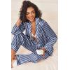 Ekouaer Womens Silk Satin Pajama Sets 2 Piece Sleepwear Pjs Set Long Sleeve Button Down Top and Pants Stripe Loungewear S-XXL(Navy White Stripe)