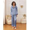 Ekouaer Womens Silk Satin Pajama Sets 2 Piece Sleepwear Pjs Set Long Sleeve Button Down Top and Pants Stripe Loungewear S-XXL(Navy White Stripe)