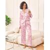 Ekouaer Womens Silk Satin Pajama Sets 2 Piece Sleepwear Pjs Set Long Sleeve Button Down Top and Pants Stripe Loungewear S-XXL(Pink Striped Teddy)