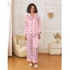 Ekouaer Womens Silk Satin Pajama Sets 2 Piece Sleepwear Pjs Set Long Sleeve Button Down Top and Pants Stripe Loungewear S-XXL(Pink Striped Teddy)