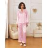 Ekouaer Womens Silk Satin Pajama Sets 2 Piece Sleepwear Pjs Set Long Sleeve Button Down Top and Pants Stripe Loungewear S-XXL(Pink White Stripe)